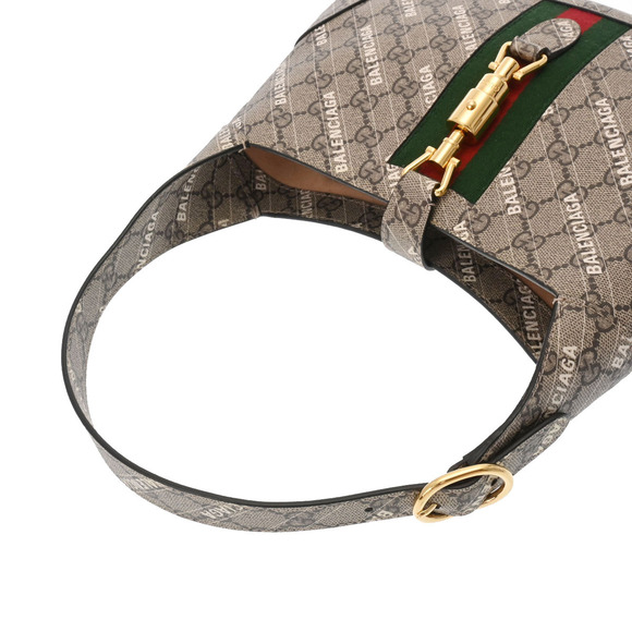 Gucci GG Supreme Jackie Balenciaga The Hacker Brown Beige Handbag - Picture 3 of 9